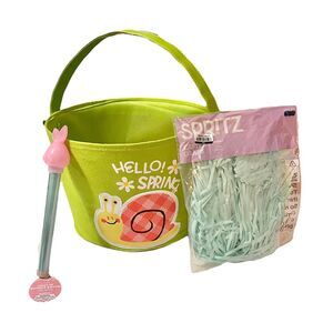 Easter Basket for Kids Bundle Canvas Bucket Grass Filler Light Up Bunny Toy